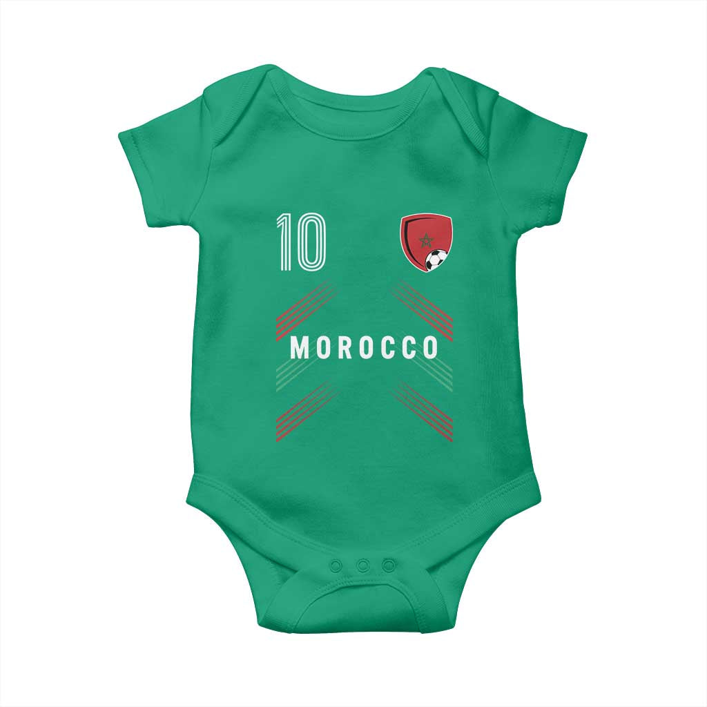 Morocco Soccer Sports Graphic Number 10 Jersey Style Baby Onesie Proud Moroccan Football Fans Game Day Maghreb Pride