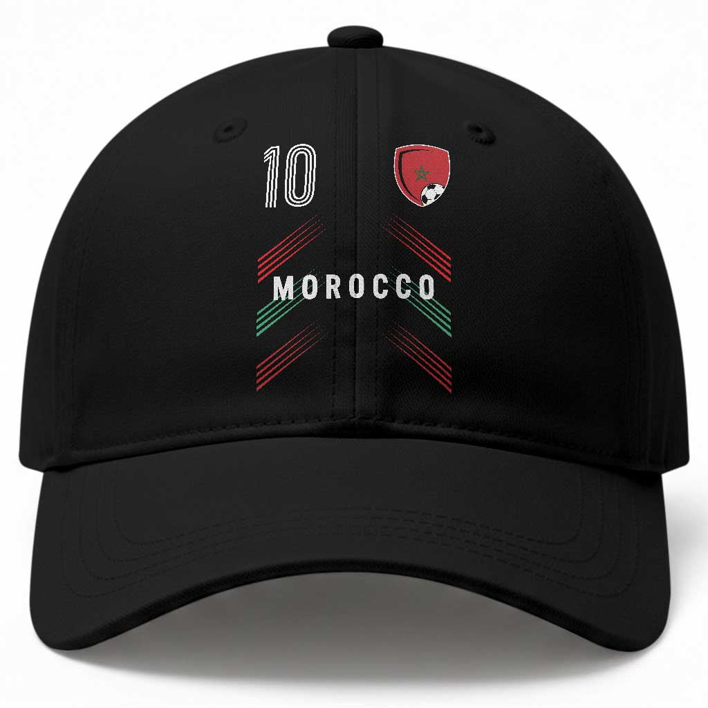 Morocco Soccer Sports Graphic Number 10 Jersey Style Baseball Cap Proud Moroccan Football Fans Game Day Maghreb Pride