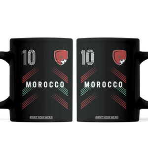 Morocco Soccer Sports Graphic Number 10 Jersey Style Coffee Mug Proud Moroccan Football Fans Game Day Maghreb Pride