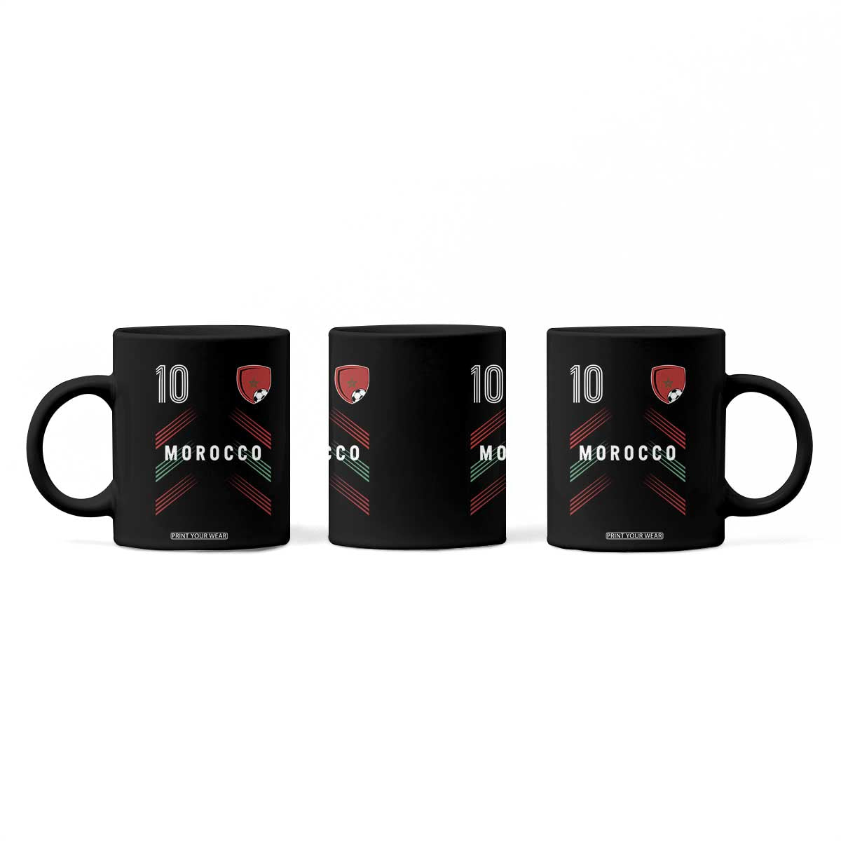 Morocco Soccer Sports Graphic Number 10 Jersey Style Coffee Mug Proud Moroccan Football Fans Game Day Maghreb Pride