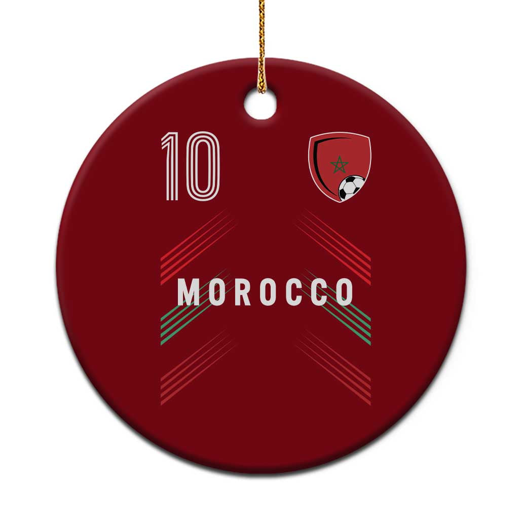 Morocco Soccer Sports Graphic Number 10 Jersey Style Ceramic Ornament Proud Moroccan Football Fans Game Day Maghreb Pride