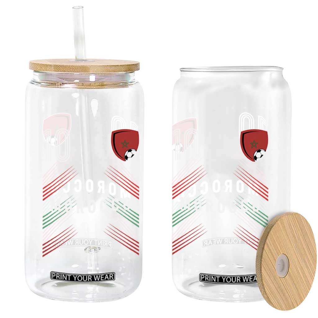 Morocco Soccer Sports Graphic Number 10 Jersey Style Glass Can Proud Moroccan Football Fans Game Day Maghreb Pride