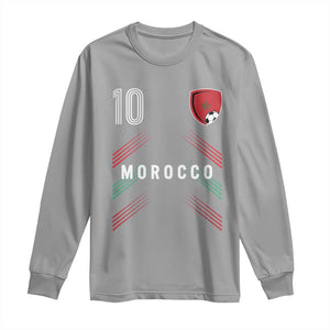 Morocco Soccer Sports Graphic Number 10 Jersey Style Long Sleeve Shirt Proud Moroccan Football Fans Game Day Maghreb Pride