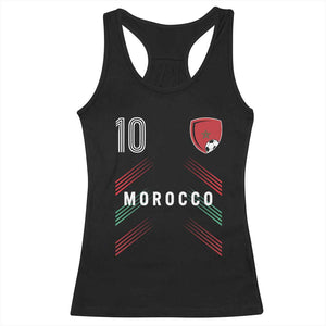 Morocco Soccer Sports Graphic Number 10 Jersey Style Racerback Tank Top Proud Moroccan Football Fans Game Day Maghreb Pride