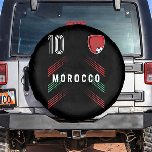 Morocco Soccer Sports Graphic Number 10 Jersey Style Spare Tire Cover Proud Moroccan Football Fans Game Day Maghreb Pride
