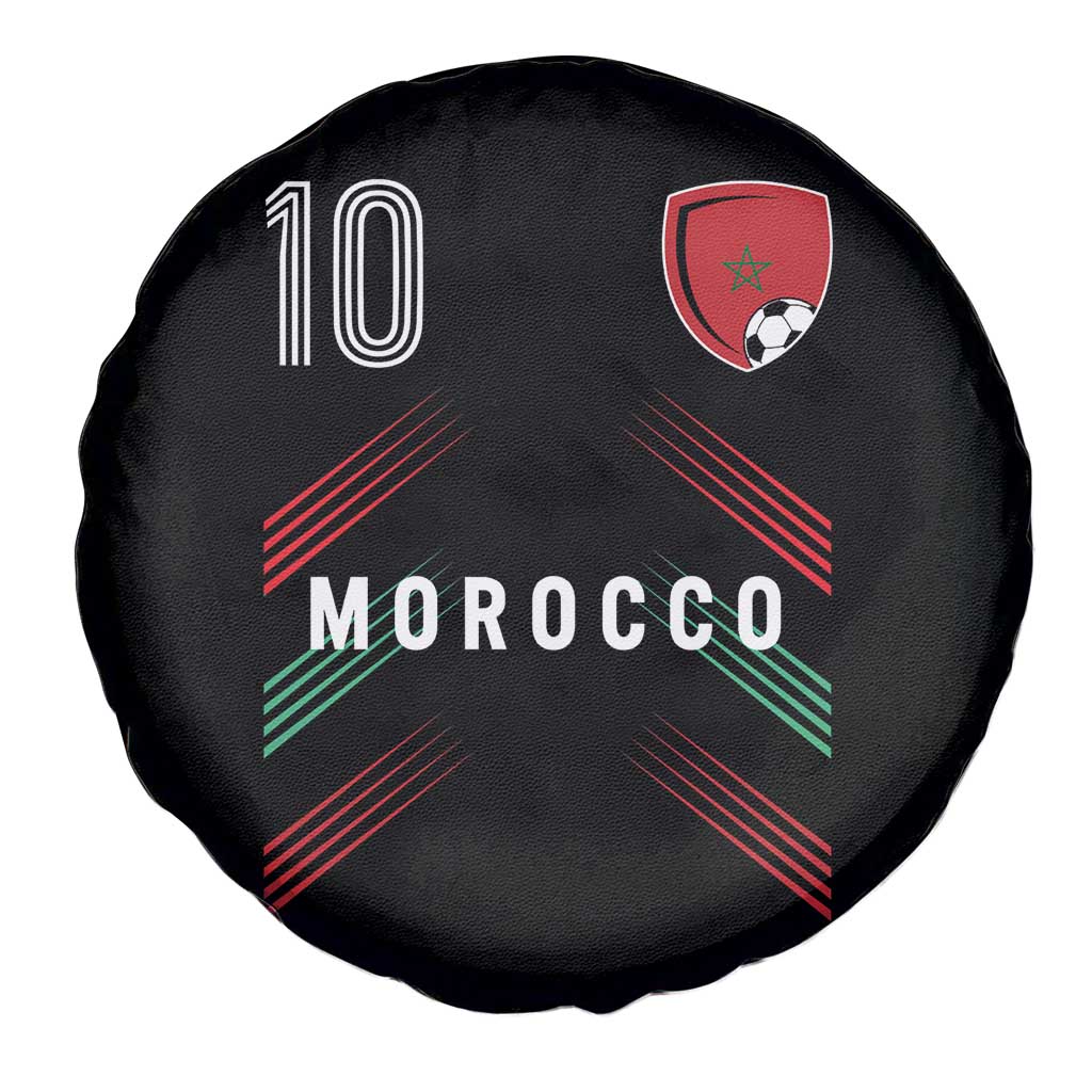 Morocco Soccer Sports Graphic Number 10 Jersey Style Spare Tire Cover Proud Moroccan Football Fans Game Day Maghreb Pride