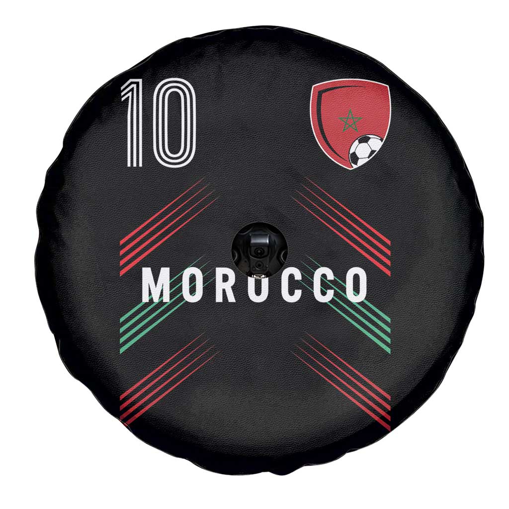 Morocco Soccer Sports Graphic Number 10 Jersey Style Spare Tire Cover Proud Moroccan Football Fans Game Day Maghreb Pride
