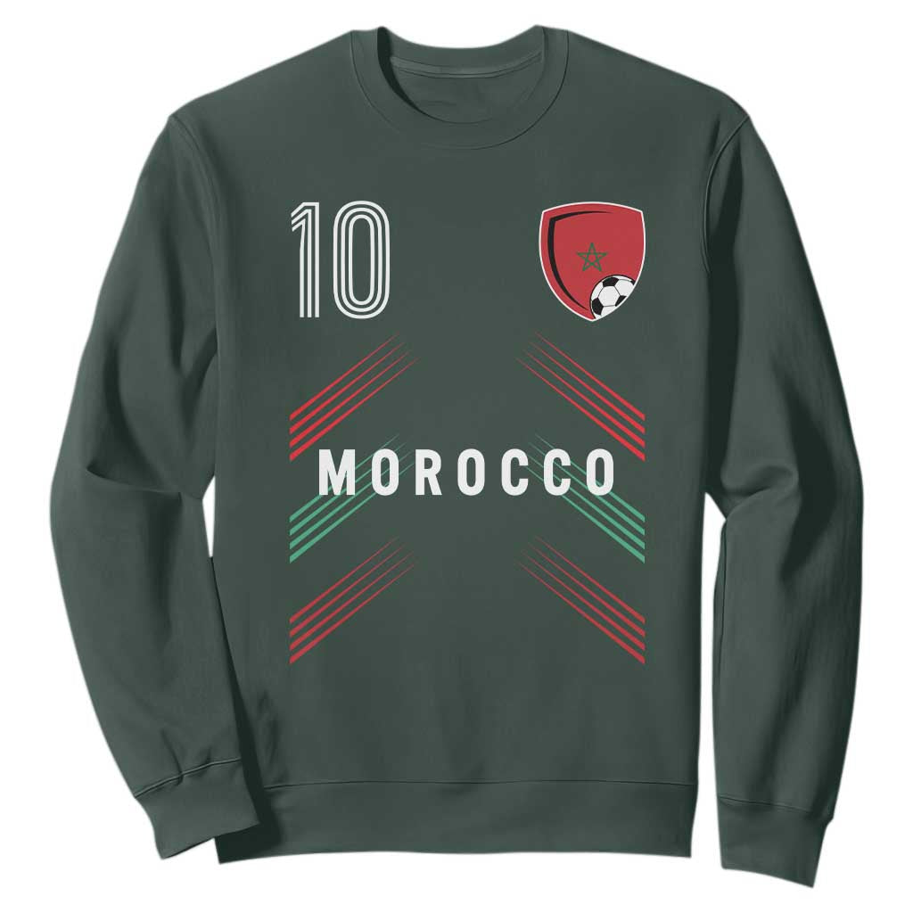 Morocco Soccer Sports Graphic Number 10 Jersey Style Sweatshirt Proud Moroccan Football Fans Game Day Maghreb Pride