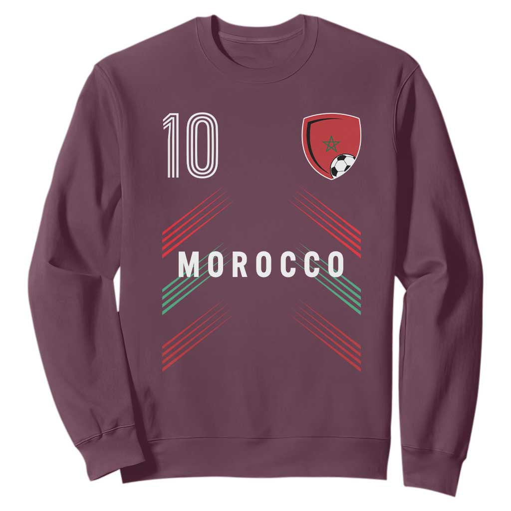 Morocco Soccer Sports Graphic Number 10 Jersey Style Sweatshirt Proud Moroccan Football Fans Game Day Maghreb Pride