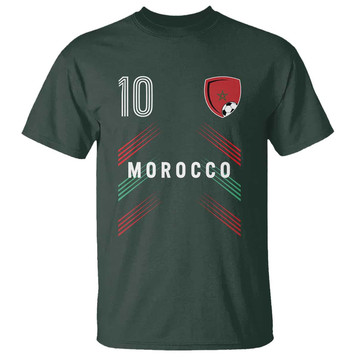 Morocco Soccer Sports Graphic Number 10 Jersey Style T Shirt Proud Moroccan Football Fans Game Day Maghreb Pride