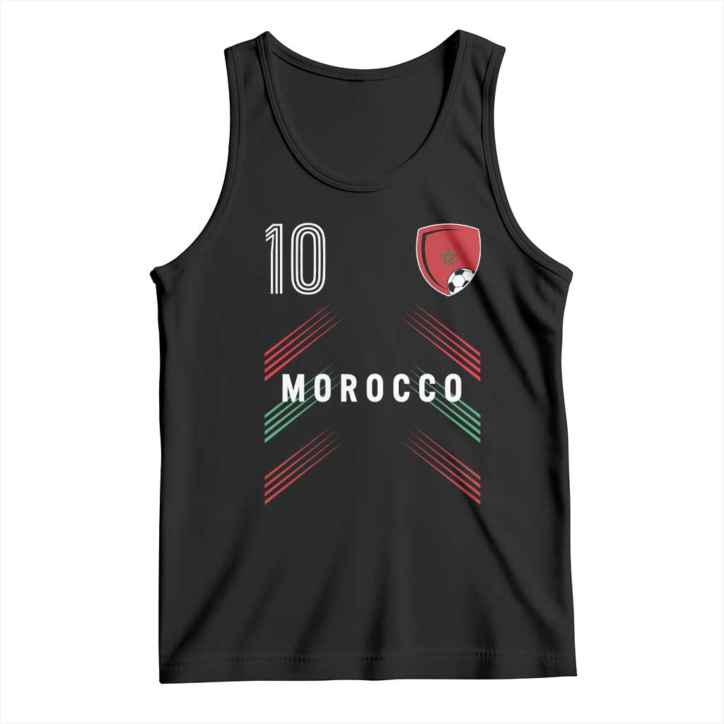 Morocco Soccer Sports Graphic Number 10 Jersey Style Tank Top Proud Moroccan Football Fans Game Day Maghreb Pride TS02 Black Print Your Wear