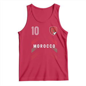 Morocco Soccer Sports Graphic Number 10 Jersey Style Tank Top Proud Moroccan Football Fans Game Day Maghreb Pride