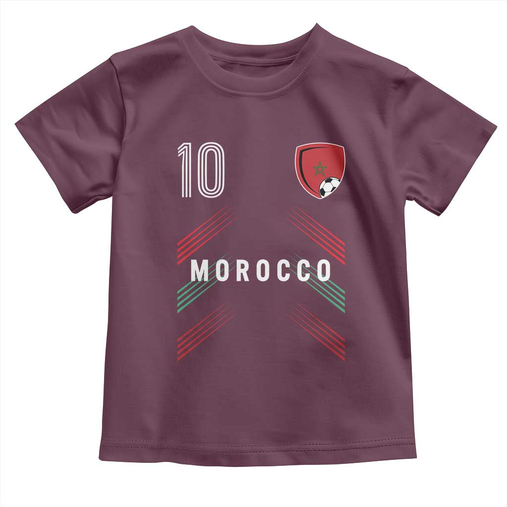 Morocco Soccer Sports Graphic Number 10 Jersey Style Toddler T Shirt Proud Moroccan Football Fans Game Day Maghreb Pride