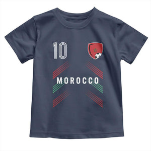 Morocco Soccer Sports Graphic Number 10 Jersey Style Toddler T Shirt Proud Moroccan Football Fans Game Day Maghreb Pride