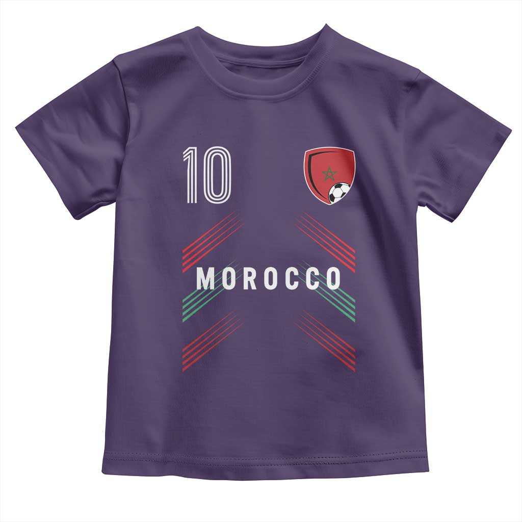 Morocco Soccer Sports Graphic Number 10 Jersey Style Toddler T Shirt Proud Moroccan Football Fans Game Day Maghreb Pride