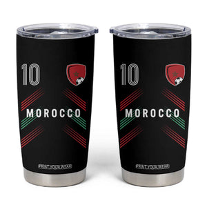 Morocco Soccer Sports Graphic Number 10 Jersey Style Tumbler Cup Proud Moroccan Football Fans Game Day Maghreb Pride