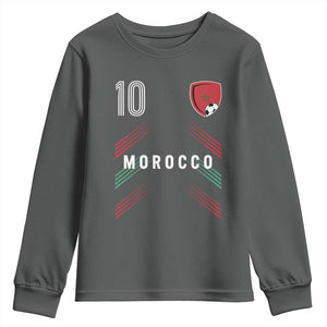 Morocco Soccer Sports Graphic Number 10 Jersey Style Youth Sweatshirt Proud Moroccan Football Fans Game Day Maghreb Pride
