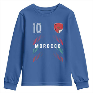 Morocco Soccer Sports Graphic Number 10 Jersey Style Youth Sweatshirt Proud Moroccan Football Fans Game Day Maghreb Pride