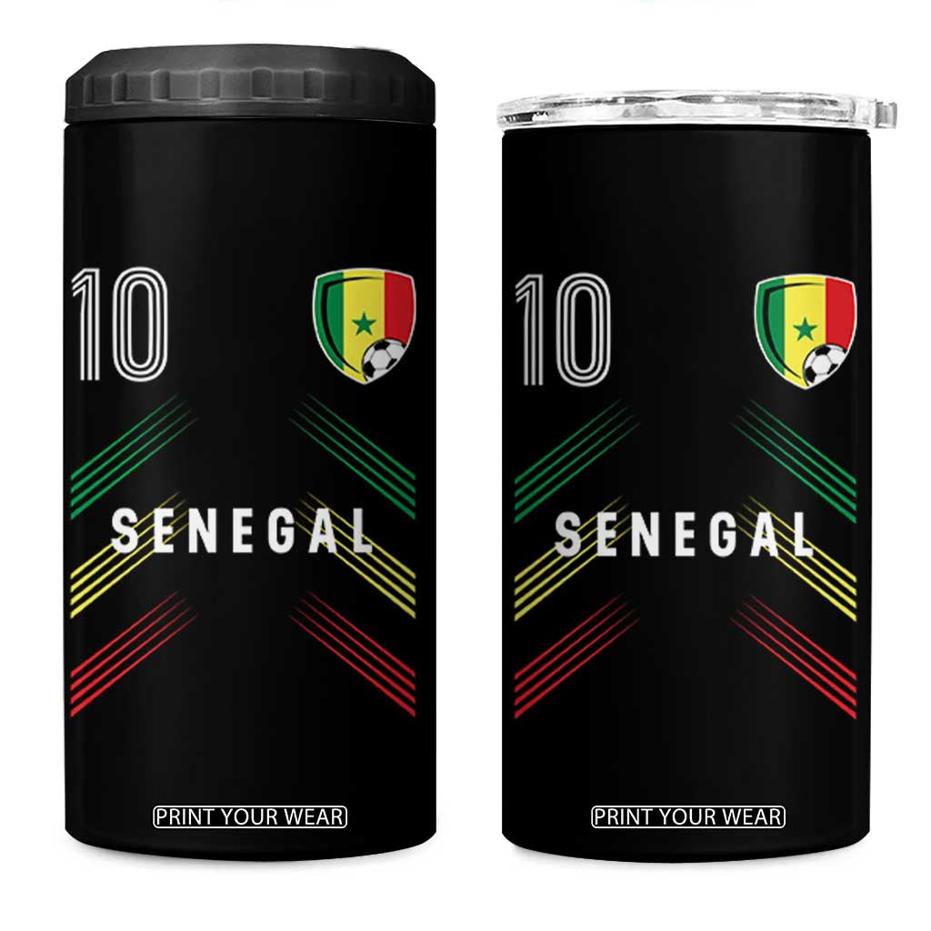 Senegal Soccer Sports Graphic Number 10 Jersey Style 4 in 1 Can Cooler Tumbler Proud Senegalese Football Fans Game Day Pride TS02 One Size: 16 oz Black Print Your Wear