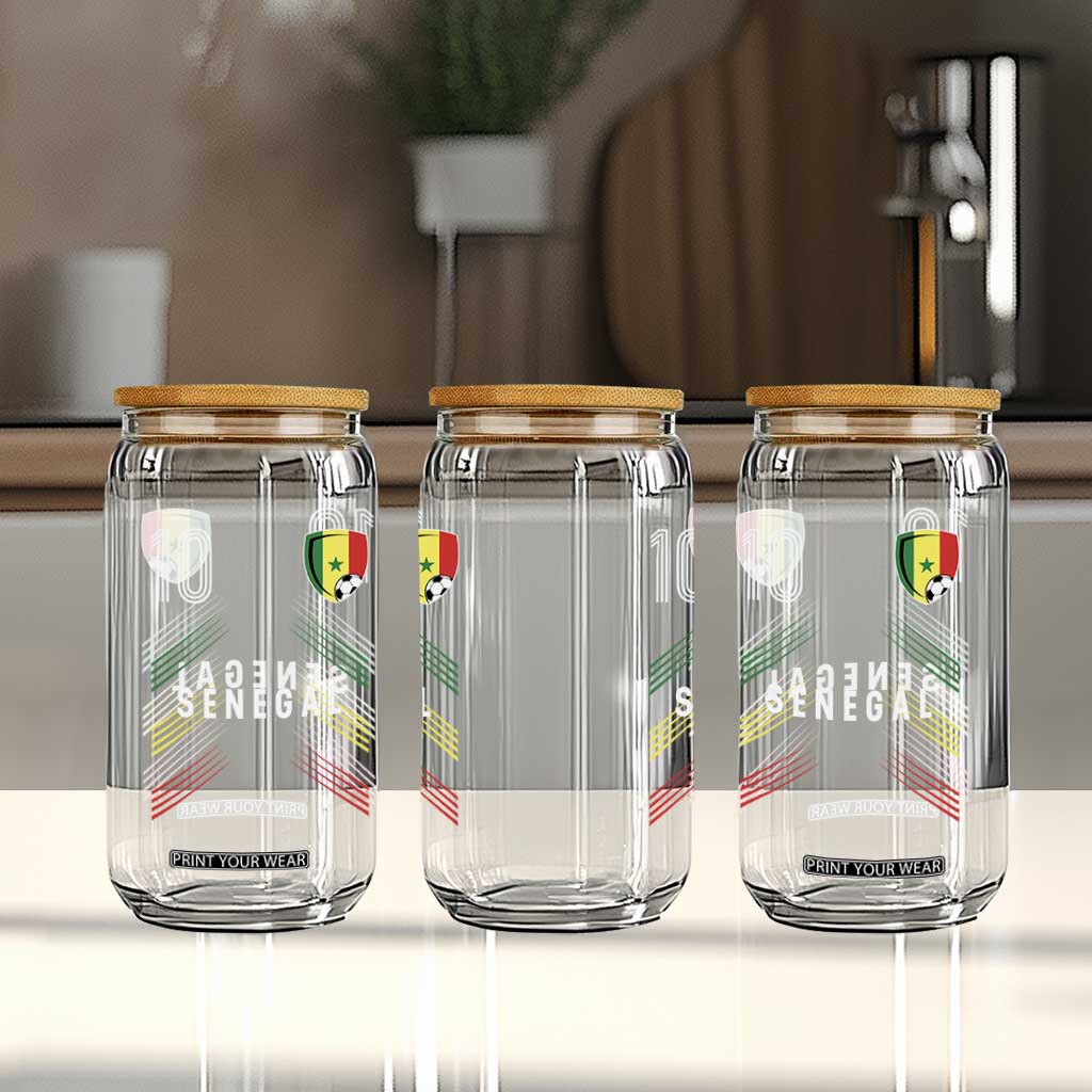 Senegal Soccer Sports Graphic Number 10 Jersey Style Glass Can Proud Senegalese Football Fans Game Day Pride