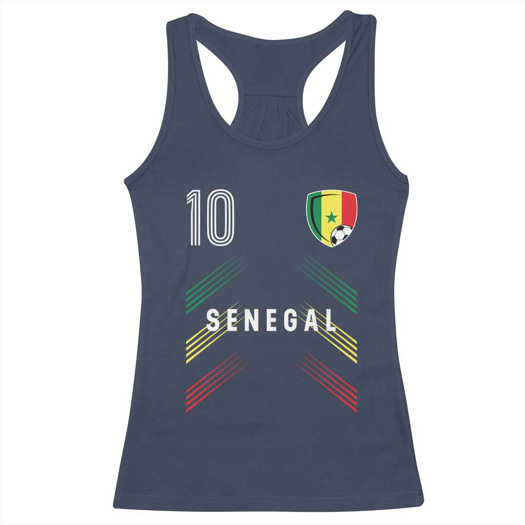 Senegal Soccer Sports Graphic Number 10 Jersey Style Racerback Tank Top Proud Senegalese Football Fans Game Day Pride