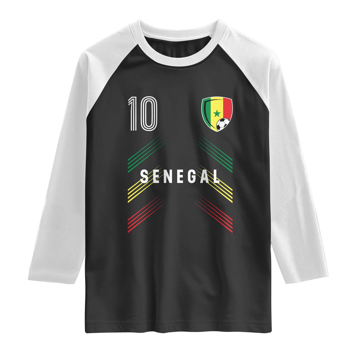 Senegal Soccer Sports Graphic Number 10 Jersey Style Raglan Shirt Proud Senegalese Football Fans Game Day Pride