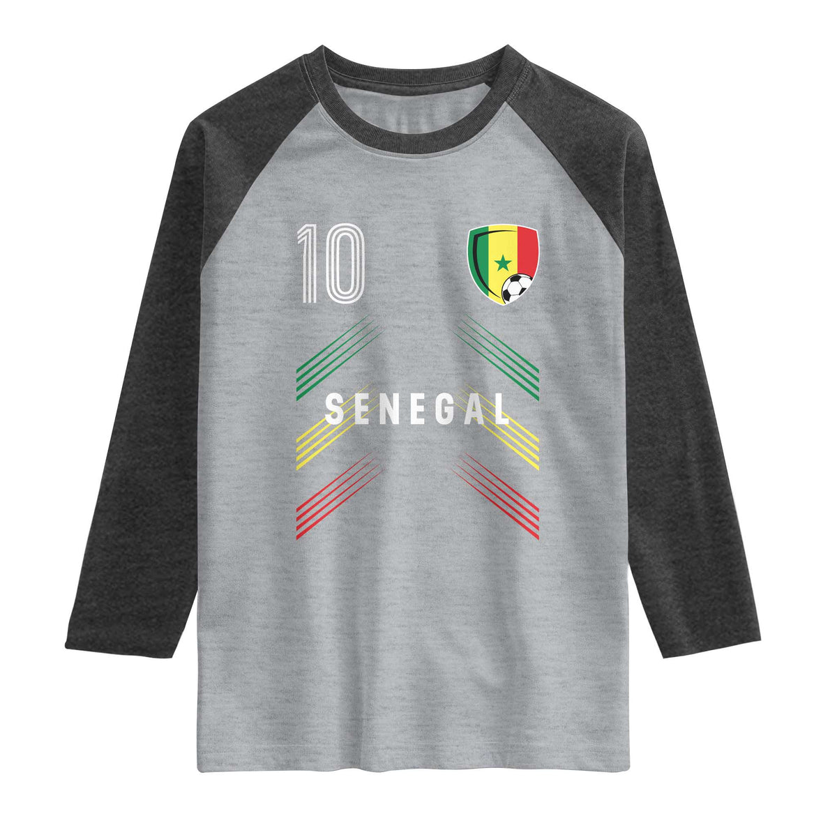 Senegal Soccer Sports Graphic Number 10 Jersey Style Raglan Shirt Proud Senegalese Football Fans Game Day Pride