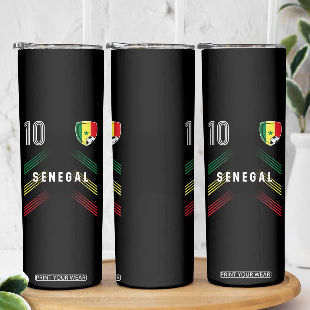 Senegal Soccer Sports Graphic Number 10 Jersey Style Skinny Tumbler Proud Senegalese Football Fans Game Day Pride