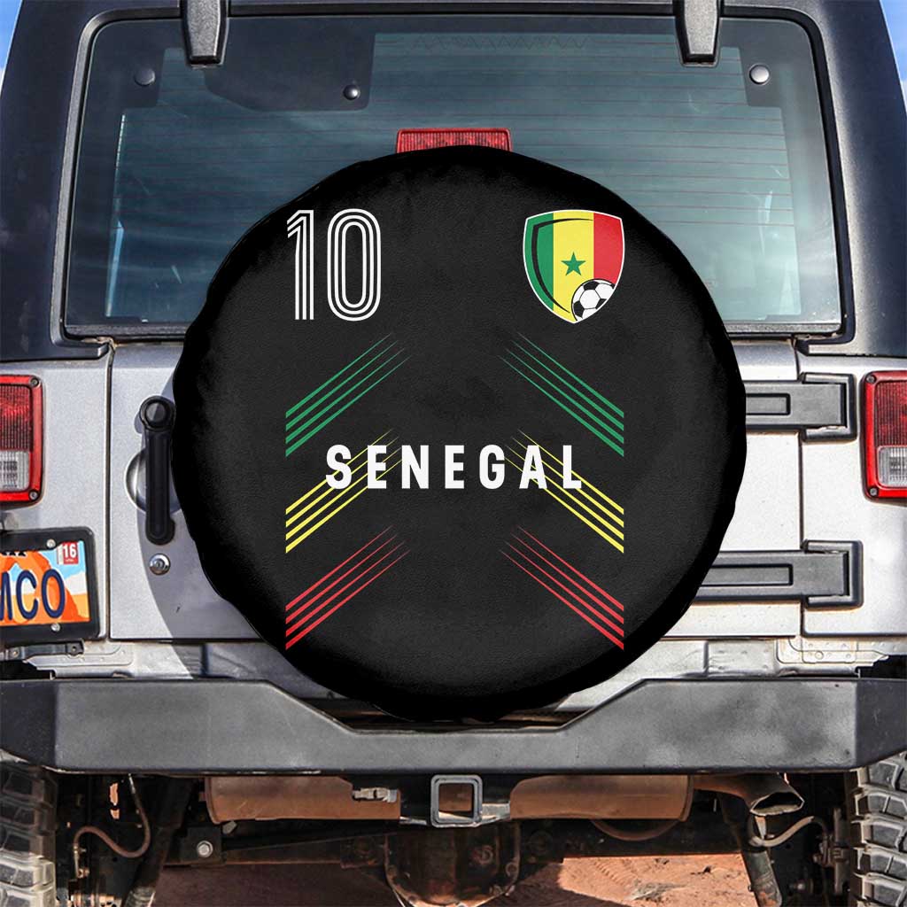 Senegal Soccer Sports Graphic Number 10 Jersey Style Spare Tire Cover Proud Senegalese Football Fans Game Day Pride TS02 No hole Black Print Your Wear