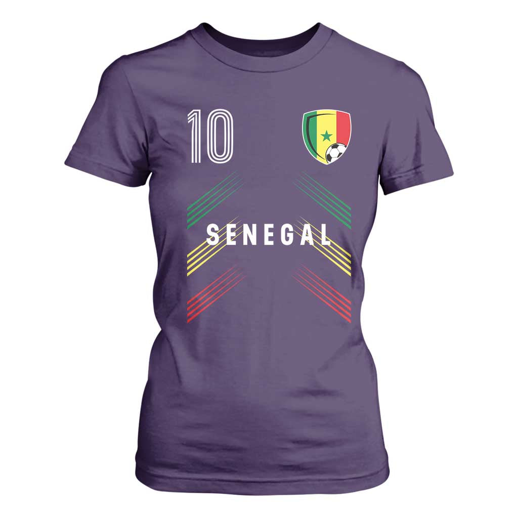 Senegal Soccer Sports Graphic Number 10 Jersey Style T Shirt For Women Proud Senegalese Football Fans Game Day Pride