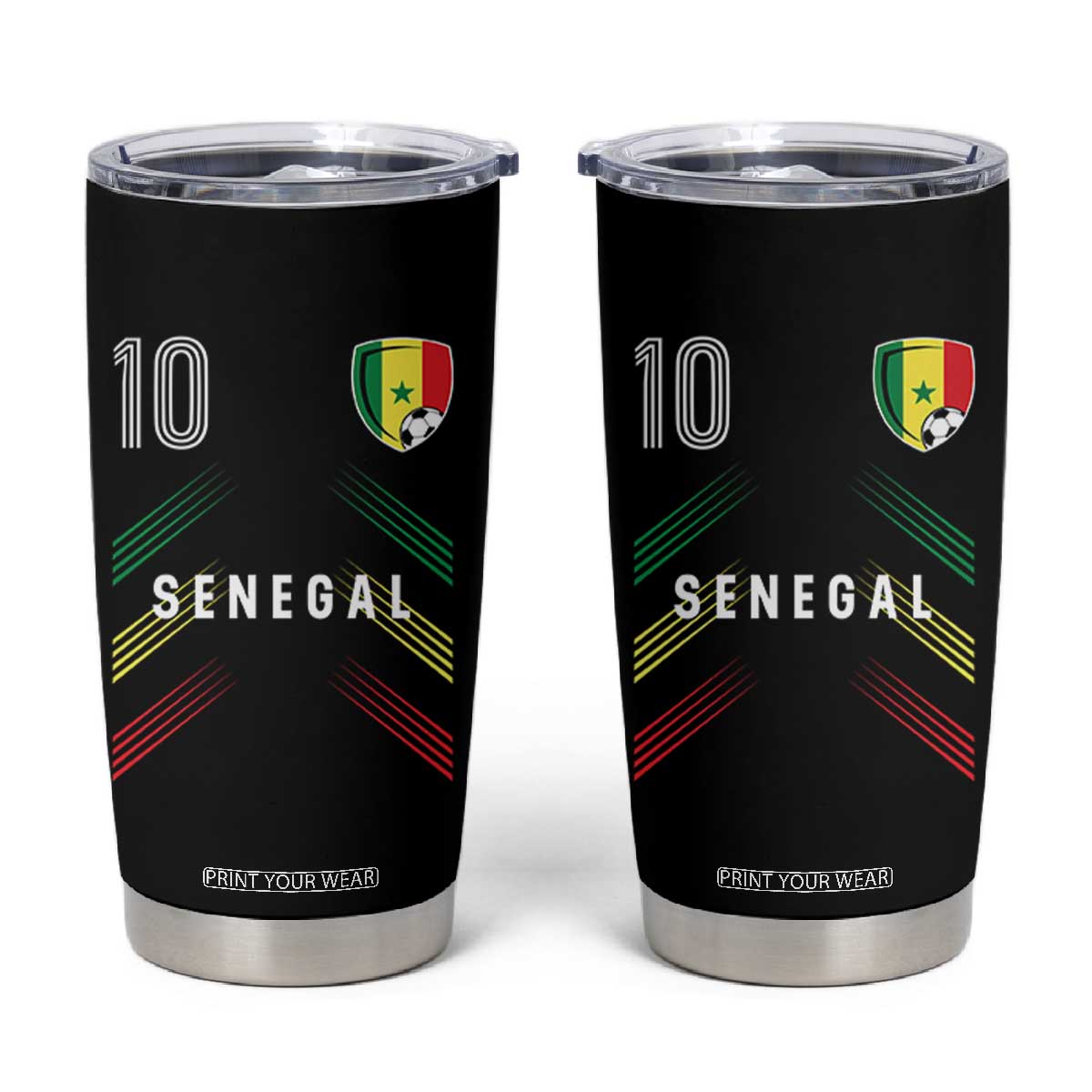 Senegal Soccer Sports Graphic Number 10 Jersey Style Tumbler Cup Proud Senegalese Football Fans Game Day Pride