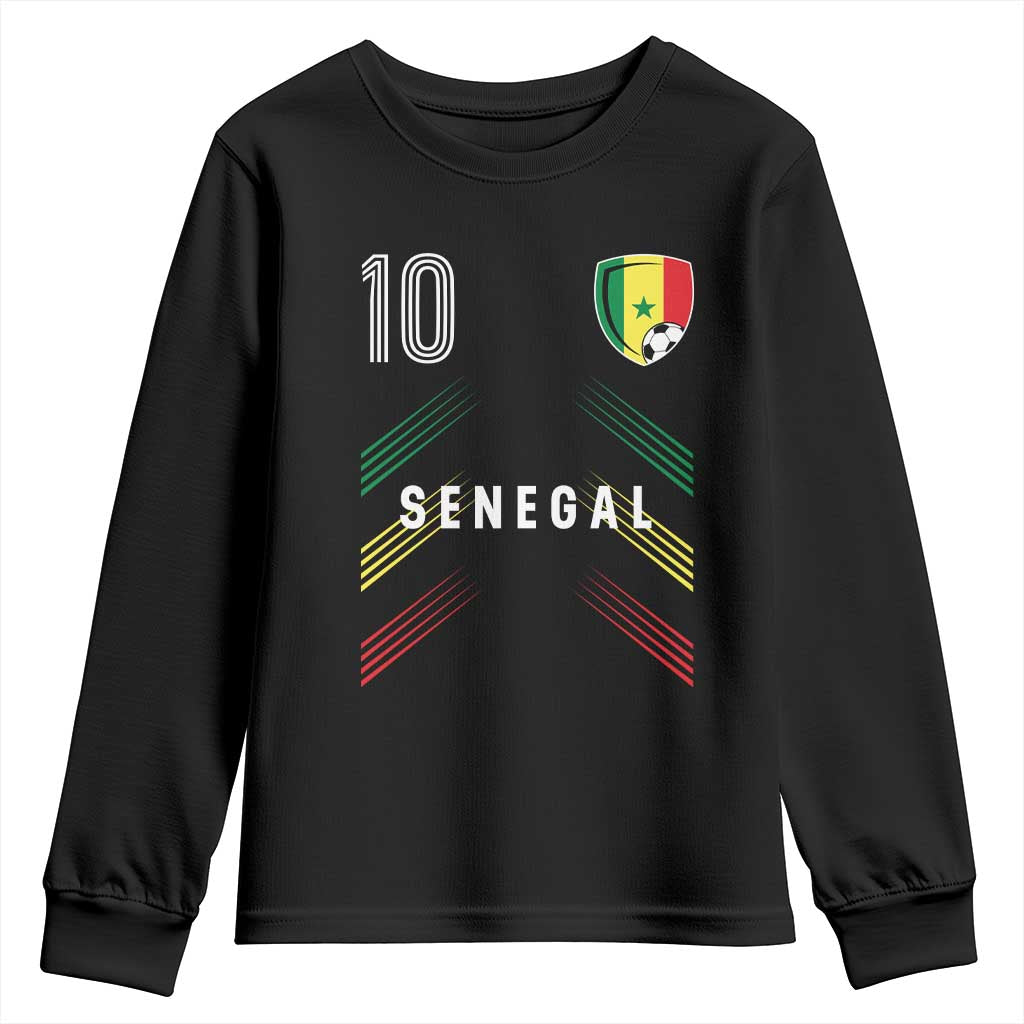 Senegal Soccer Sports Graphic Number 10 Jersey Style Youth Sweatshirt Proud Senegalese Football Fans Game Day Pride TS02 Black Print Your Wear