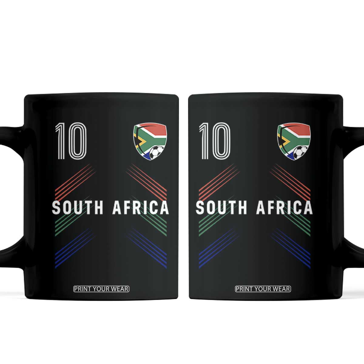 South Africa Soccer Sports Graphic Number 10 Jersey Style Coffee Mug Proud South African Football Fans Game Day Pride