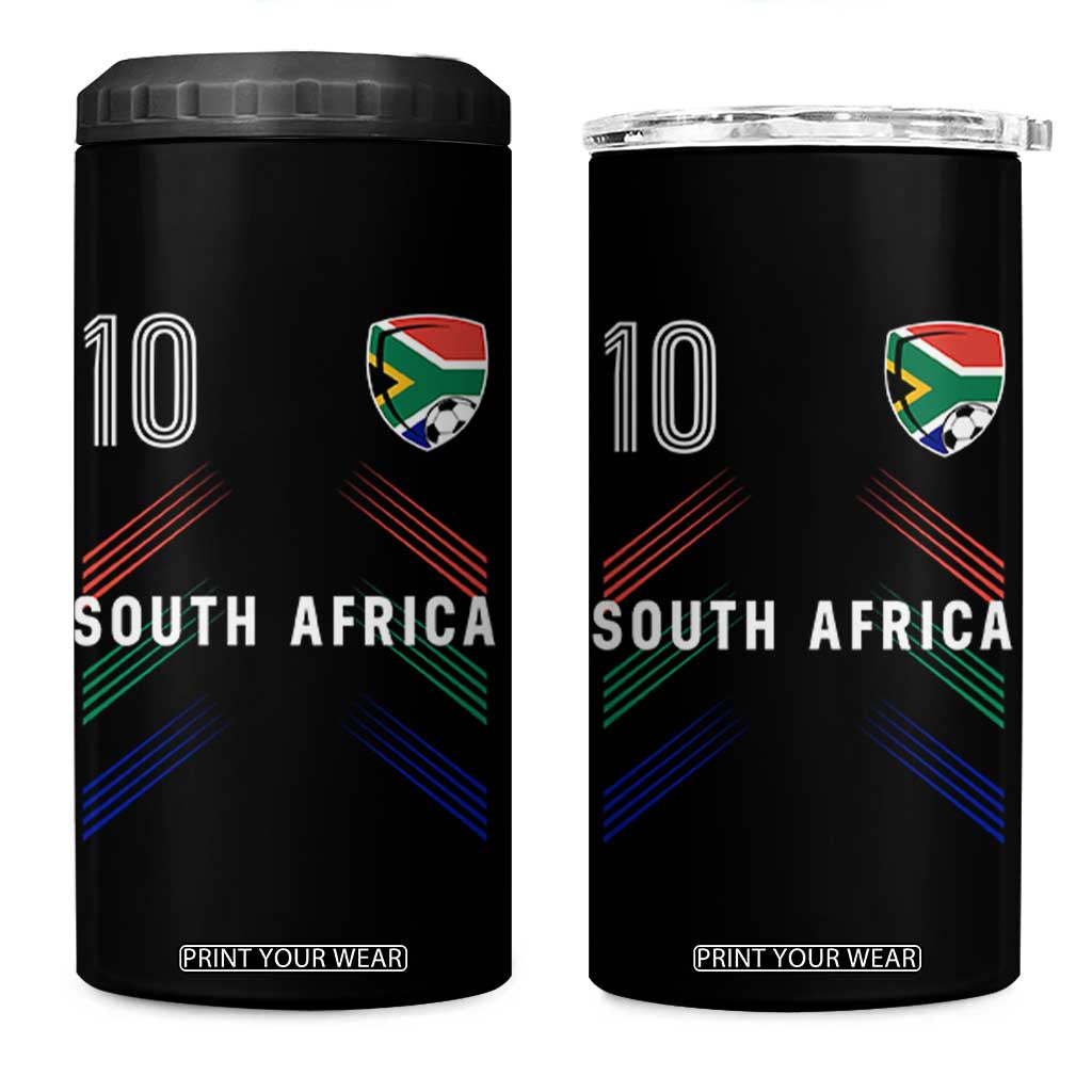 South Africa Soccer Sports Graphic Number 10 Jersey Style 4 in 1 Can Cooler Tumbler Proud South African Football Fans Game Day Pride