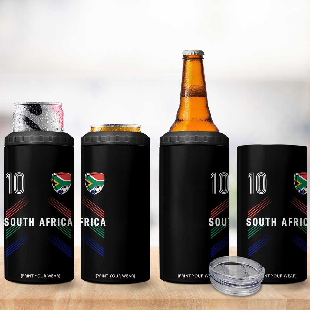 South Africa Soccer Sports Graphic Number 10 Jersey Style 4 in 1 Can Cooler Tumbler Proud South African Football Fans Game Day Pride