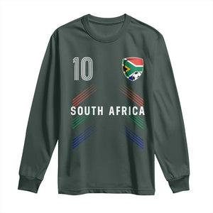 South Africa Soccer Sports Graphic Number 10 Jersey Style Long Sleeve Shirt Proud South African Football Fans Game Day Pride