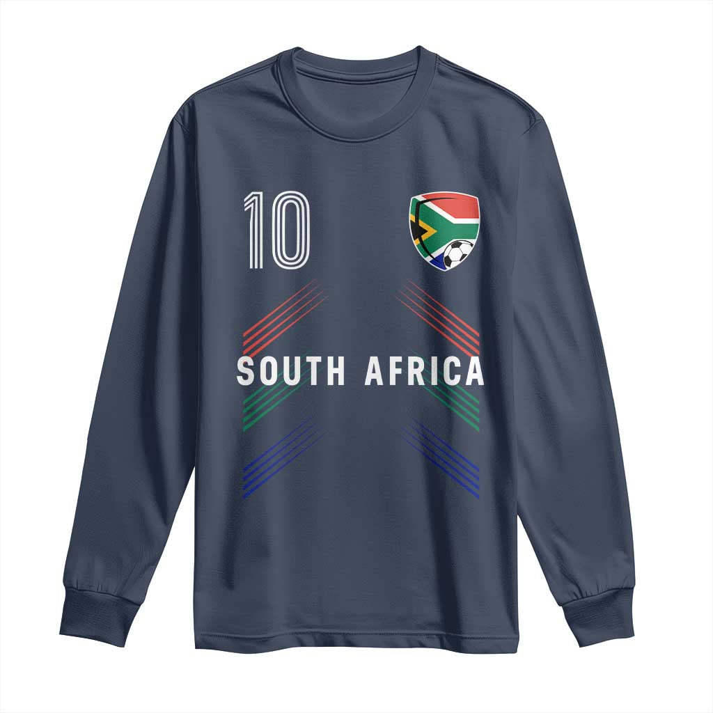 South Africa Soccer Sports Graphic Number 10 Jersey Style Long Sleeve Shirt Proud South African Football Fans Game Day Pride