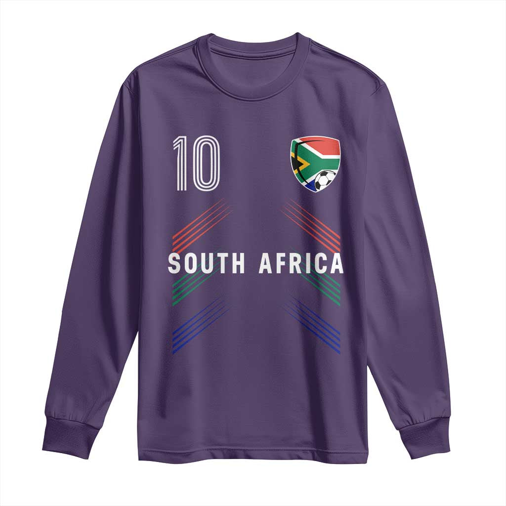South Africa Soccer Sports Graphic Number 10 Jersey Style Long Sleeve Shirt Proud South African Football Fans Game Day Pride