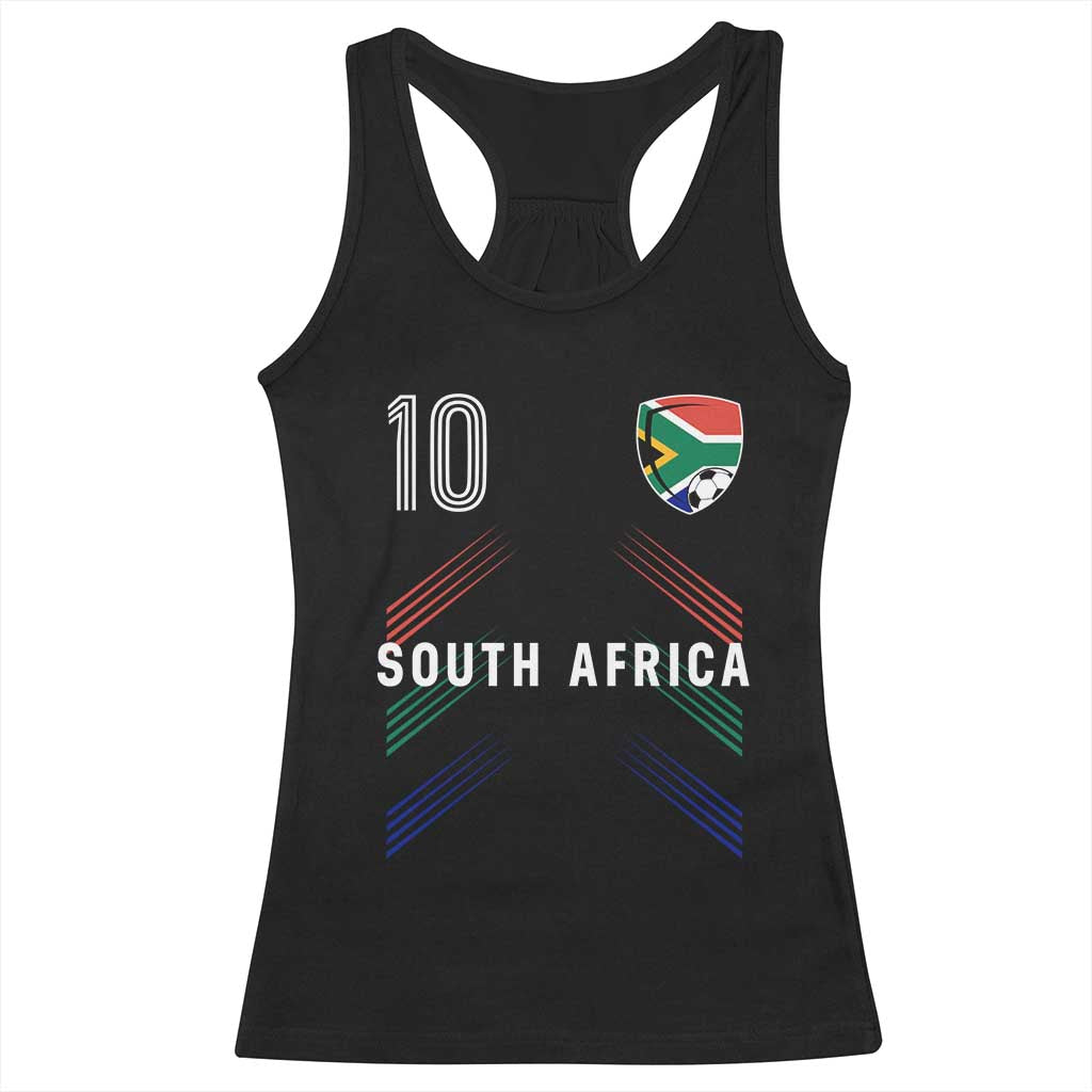 South Africa Soccer Sports Graphic Number 10 Jersey Style Racerback Tank Top Proud South African Football Fans Game Day Pride