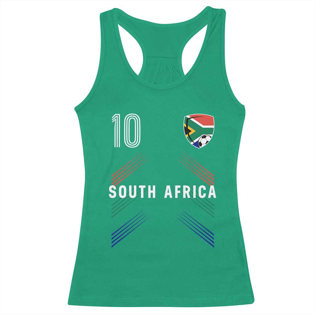 South Africa Soccer Sports Graphic Number 10 Jersey Style Racerback Tank Top Proud South African Football Fans Game Day Pride