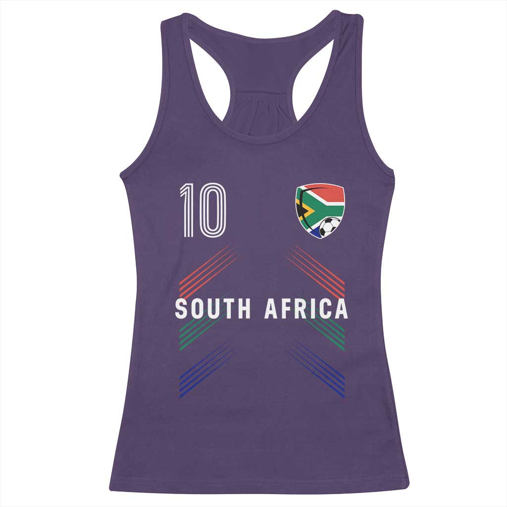 South Africa Soccer Sports Graphic Number 10 Jersey Style Racerback Tank Top Proud South African Football Fans Game Day Pride