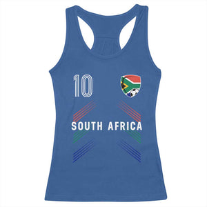 South Africa Soccer Sports Graphic Number 10 Jersey Style Racerback Tank Top Proud South African Football Fans Game Day Pride