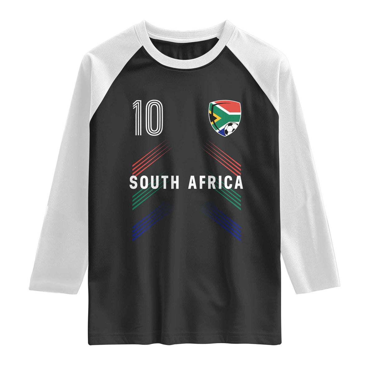 South Africa Soccer Sports Graphic Number 10 Jersey Style Raglan Shirt Proud South African Football Fans Game Day Pride
