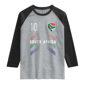 South Africa Soccer Sports Graphic Number 10 Jersey Style Raglan Shirt Proud South African Football Fans Game Day Pride