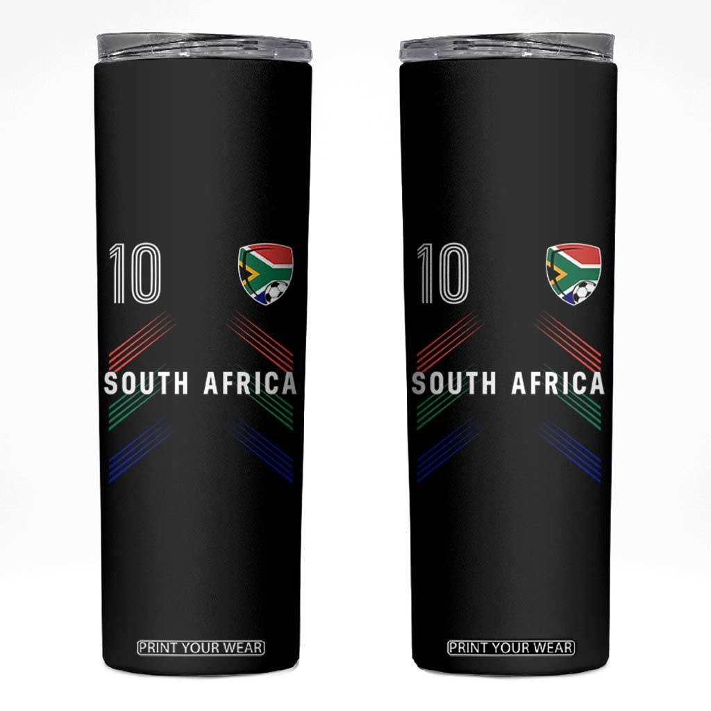 South Africa Soccer Sports Graphic Number 10 Jersey Style Skinny Tumbler Proud South African Football Fans Game Day Pride TS02 Black Print Your Wear