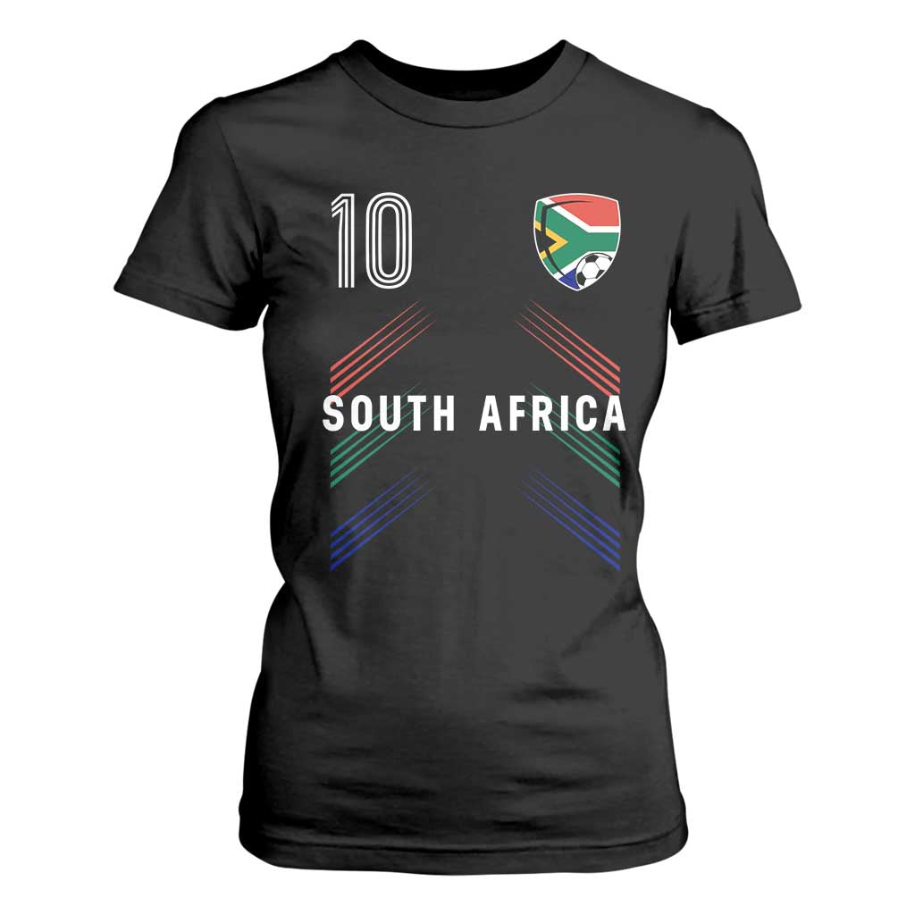 South Africa Soccer Sports Graphic Number 10 Jersey Style T Shirt For Women Proud South African Football Fans Game Day Pride