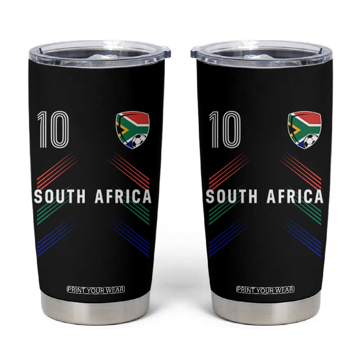 South Africa Soccer Sports Graphic Number 10 Jersey Style Tumbler Cup Proud South African Football Fans Game Day Pride