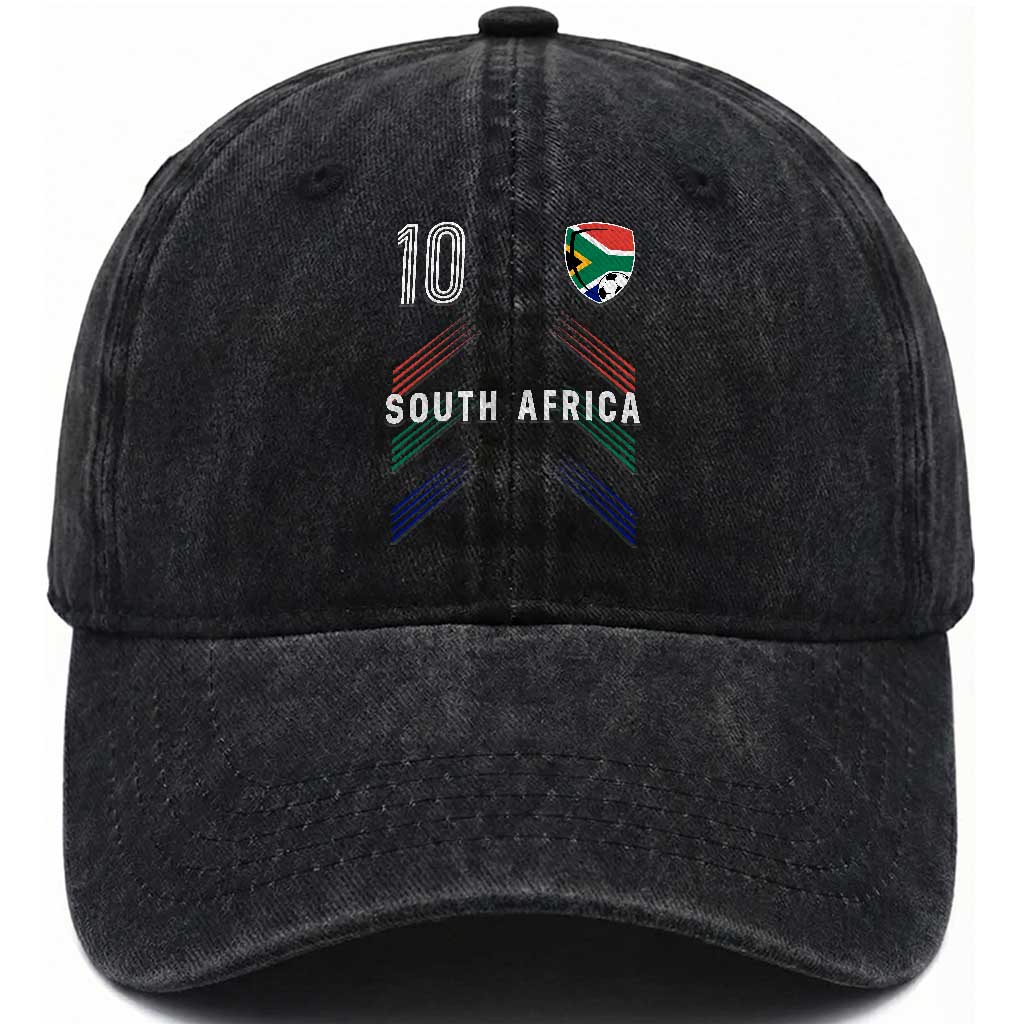 South Africa Soccer Sports Graphic Number 10 Jersey Style Washed Cotton Baseball Cap Proud South African Football Fans Game Day Pride TS02 Print Your Wear