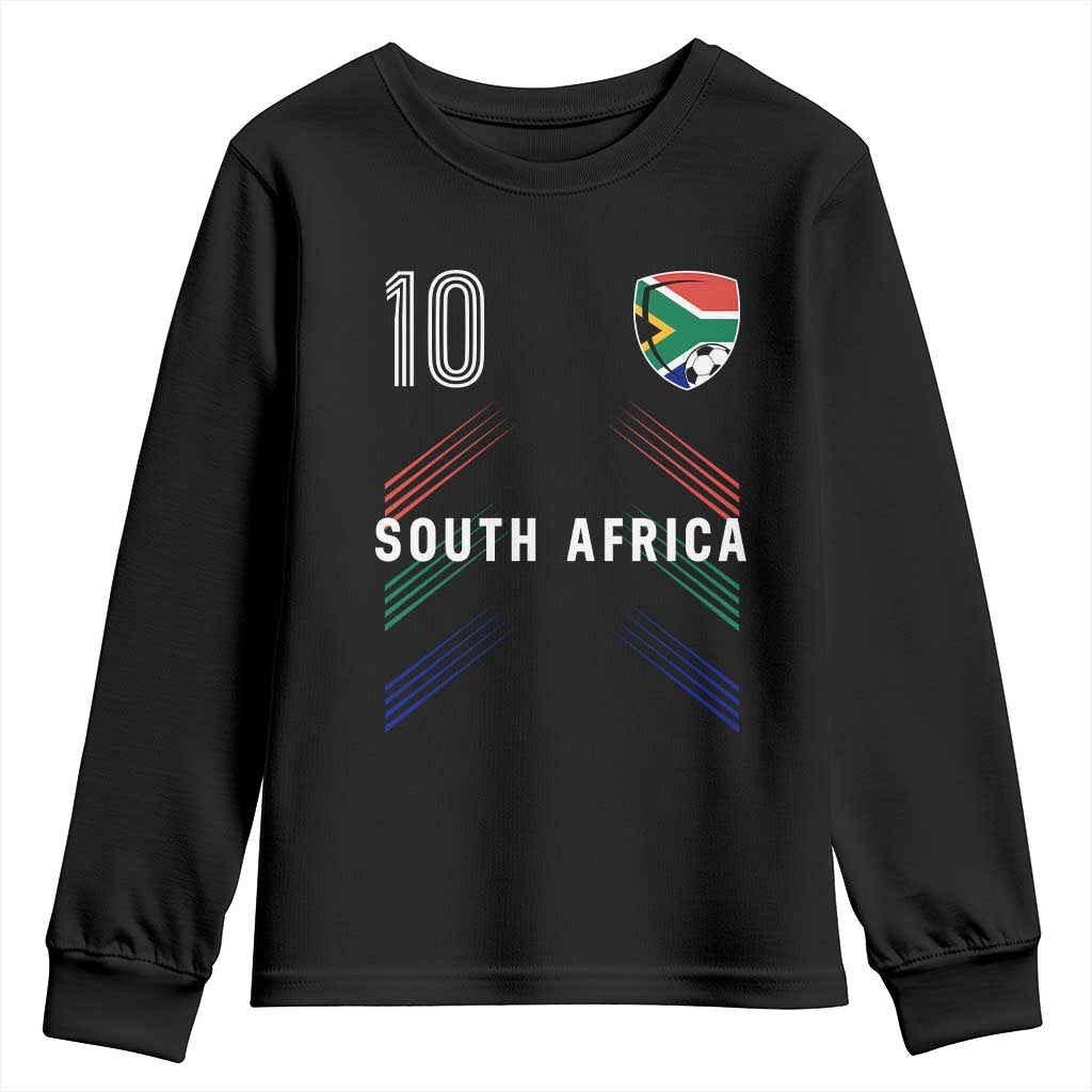 South Africa Soccer Sports Graphic Number 10 Jersey Style Youth Sweatshirt Proud South African Football Fans Game Day Pride TS02 Black Print Your Wear