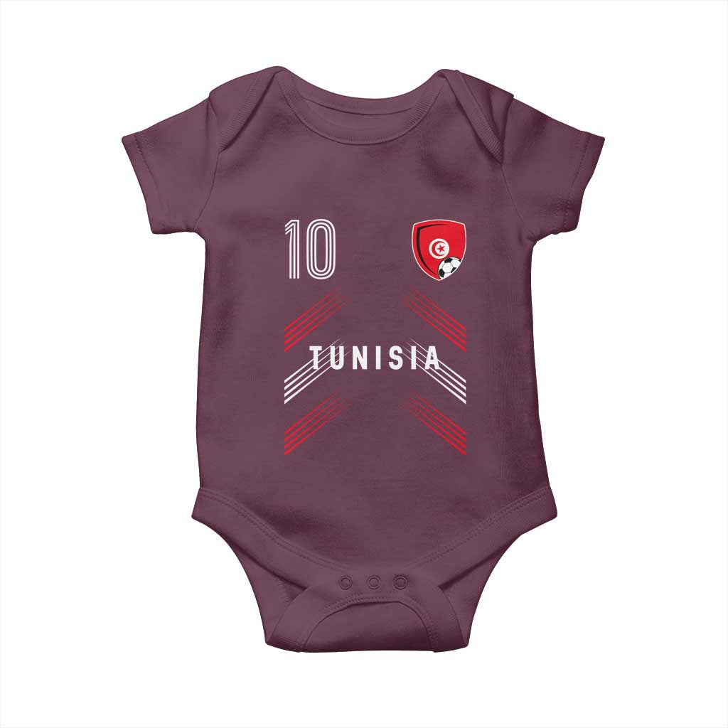 Tunisia Soccer Sports Graphic Number 10 Jersey Style Baby Onesie Proud Tunisian Football Fans Game Day Maghreb Pride